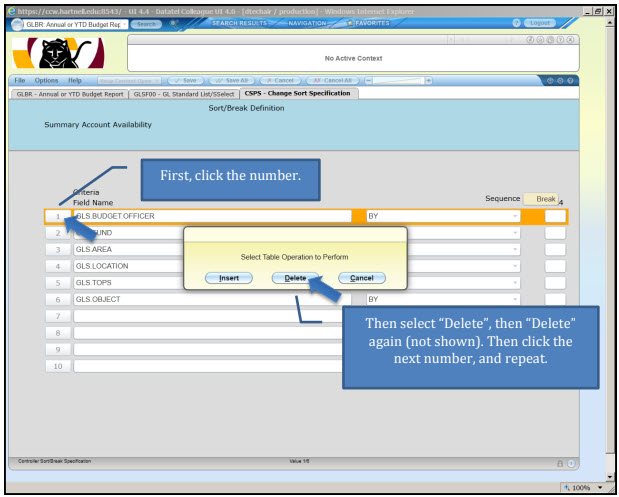 Displaying the delete steps.