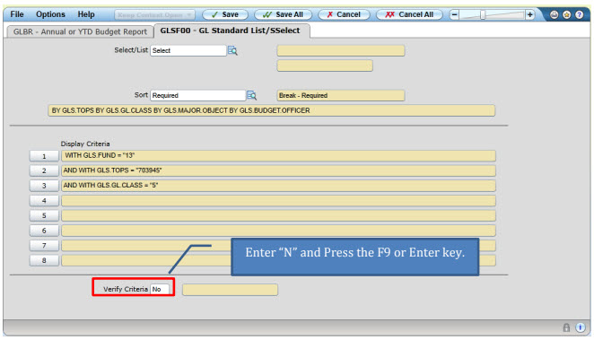 display select/list information