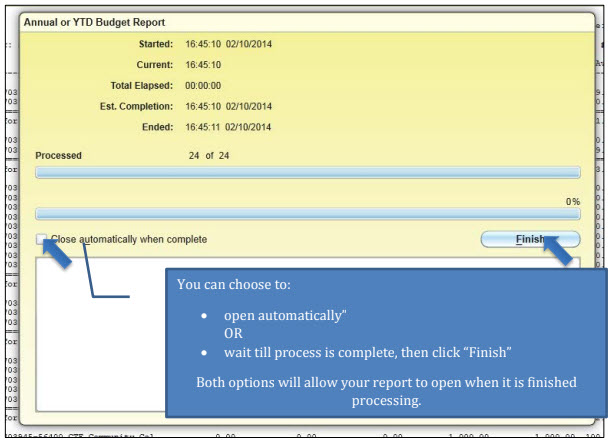 displays the progress of the report