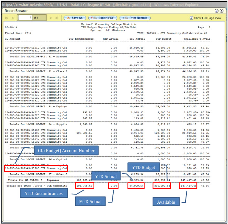 displaying the report browser