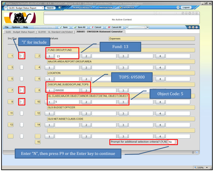 Screen displaying the select/list 