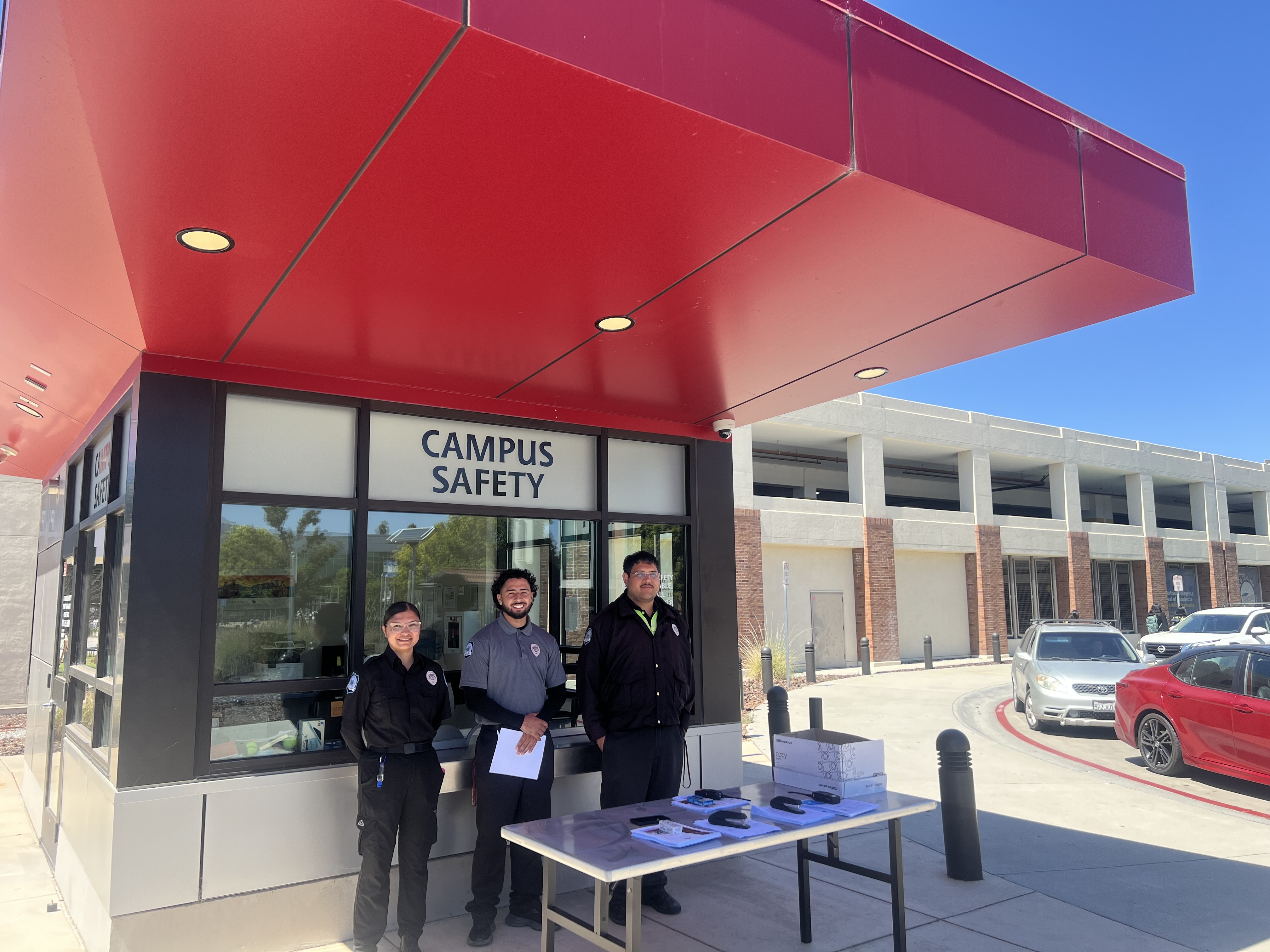 security employees standing in front of building