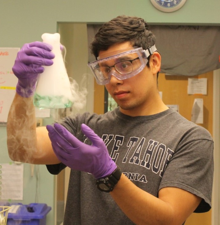 UCSC student in a lab