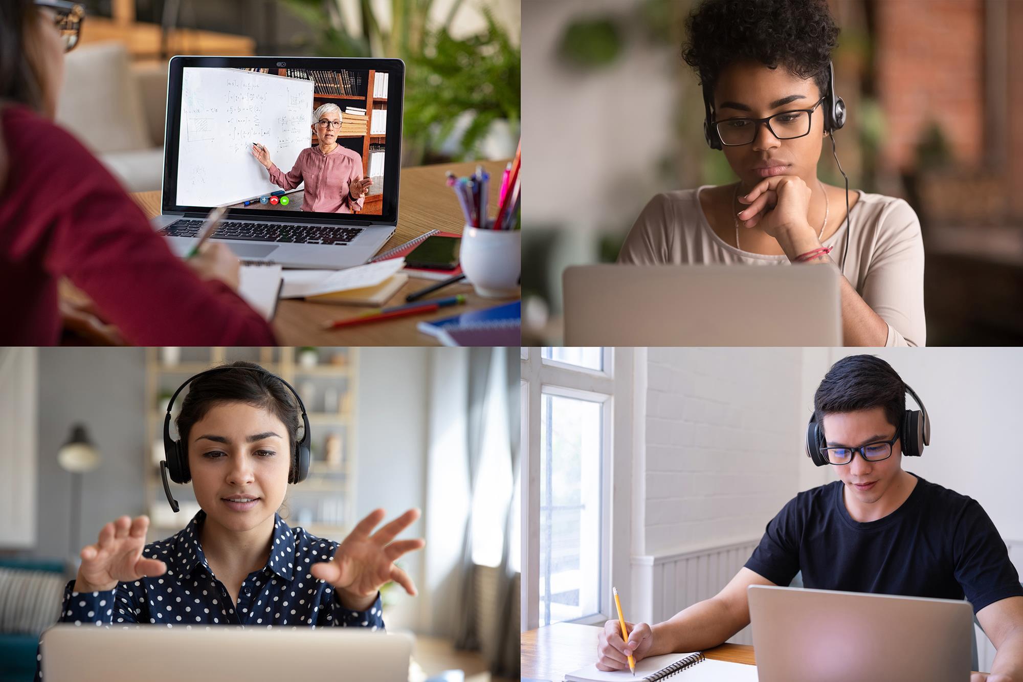 Students attending a lecture remotely.