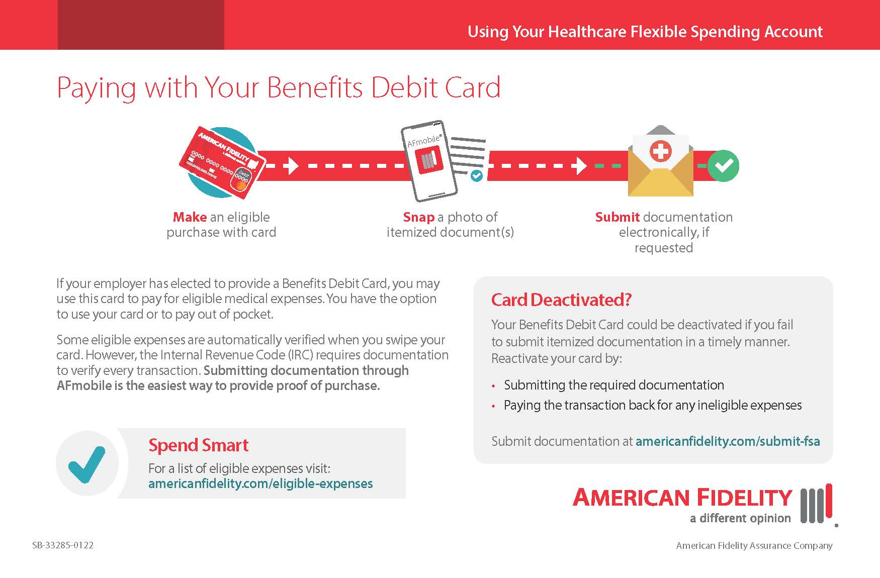 American Fidelity flyer on how to use flexible spending account benefits card