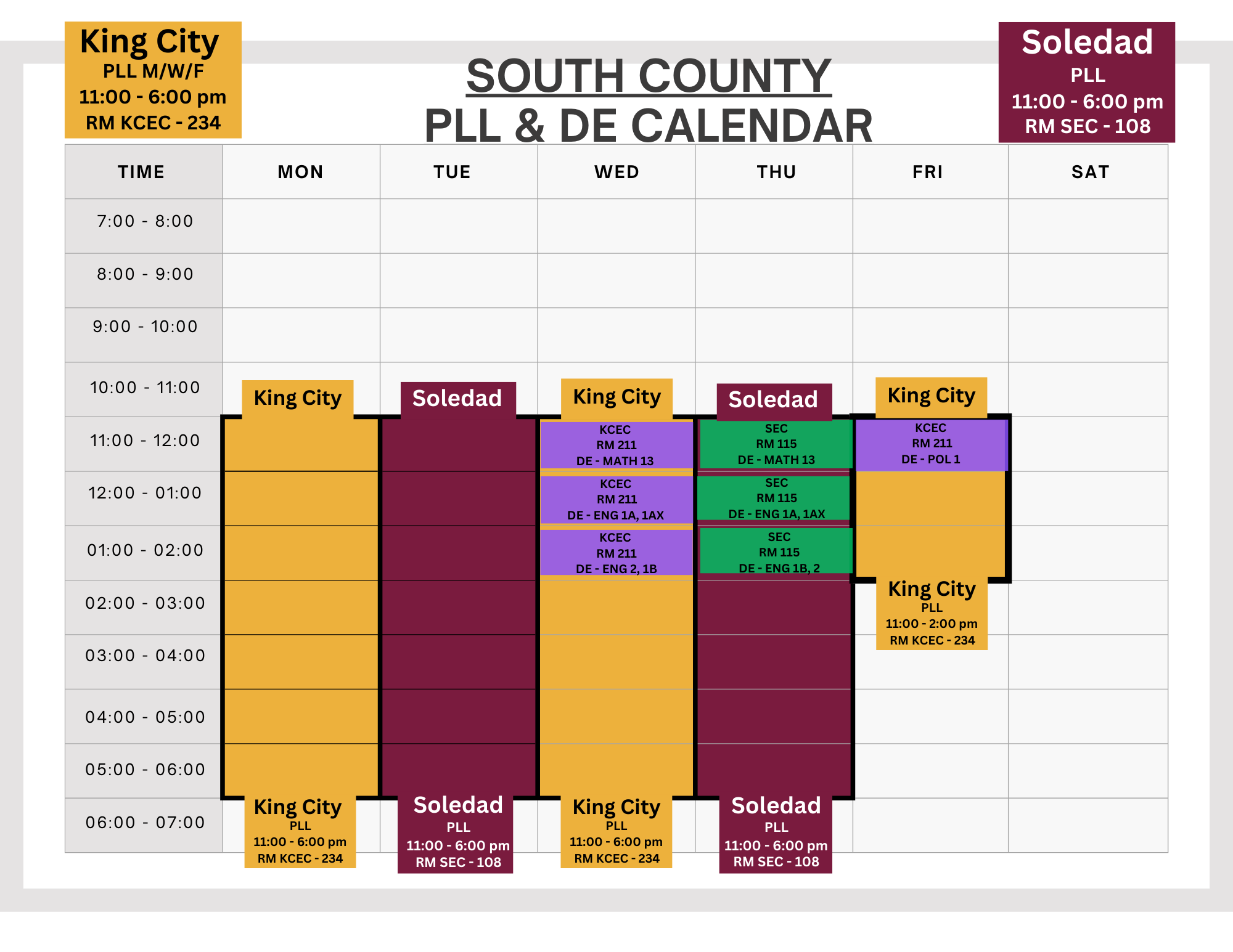 distance education schedules