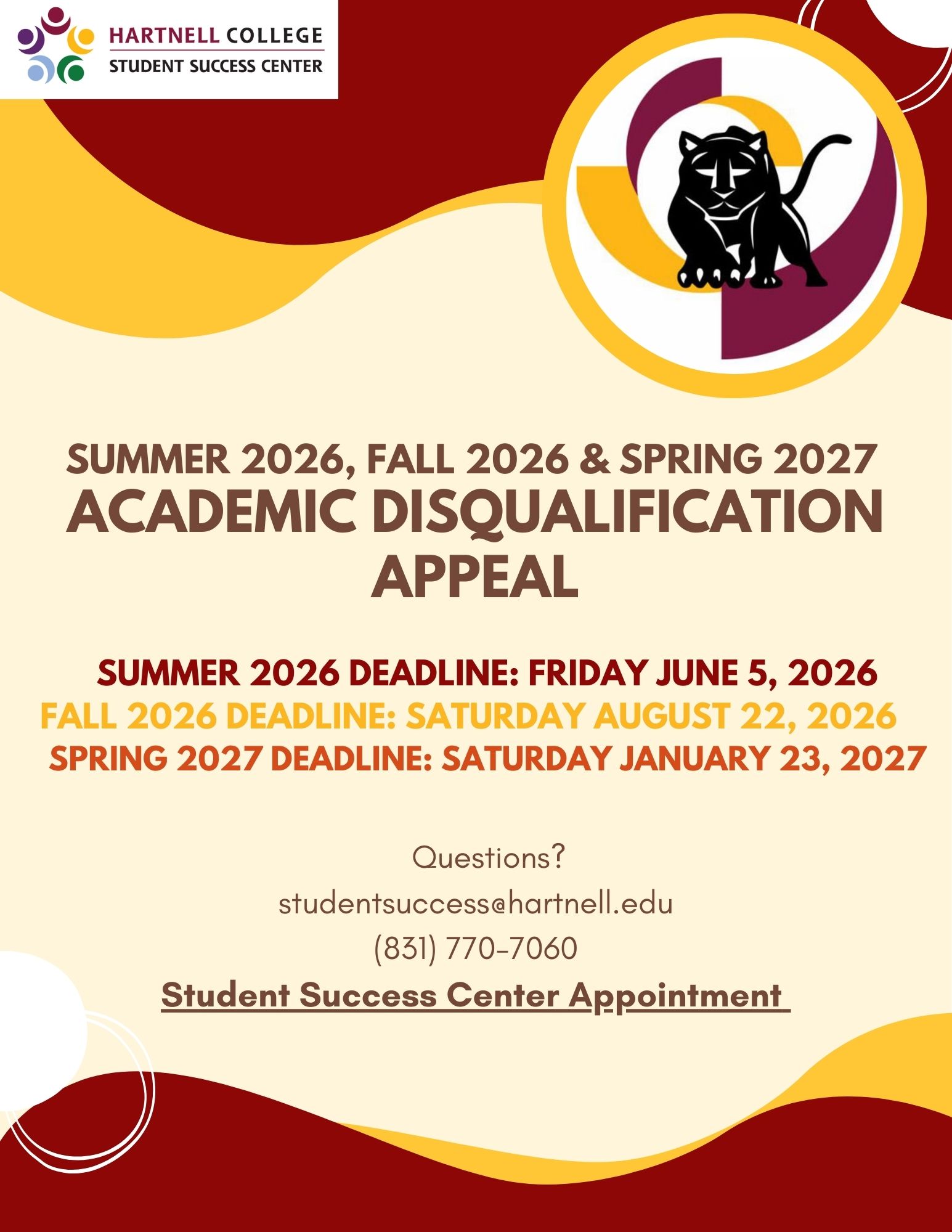 Spring 2026 Academic Disqualification Appeal