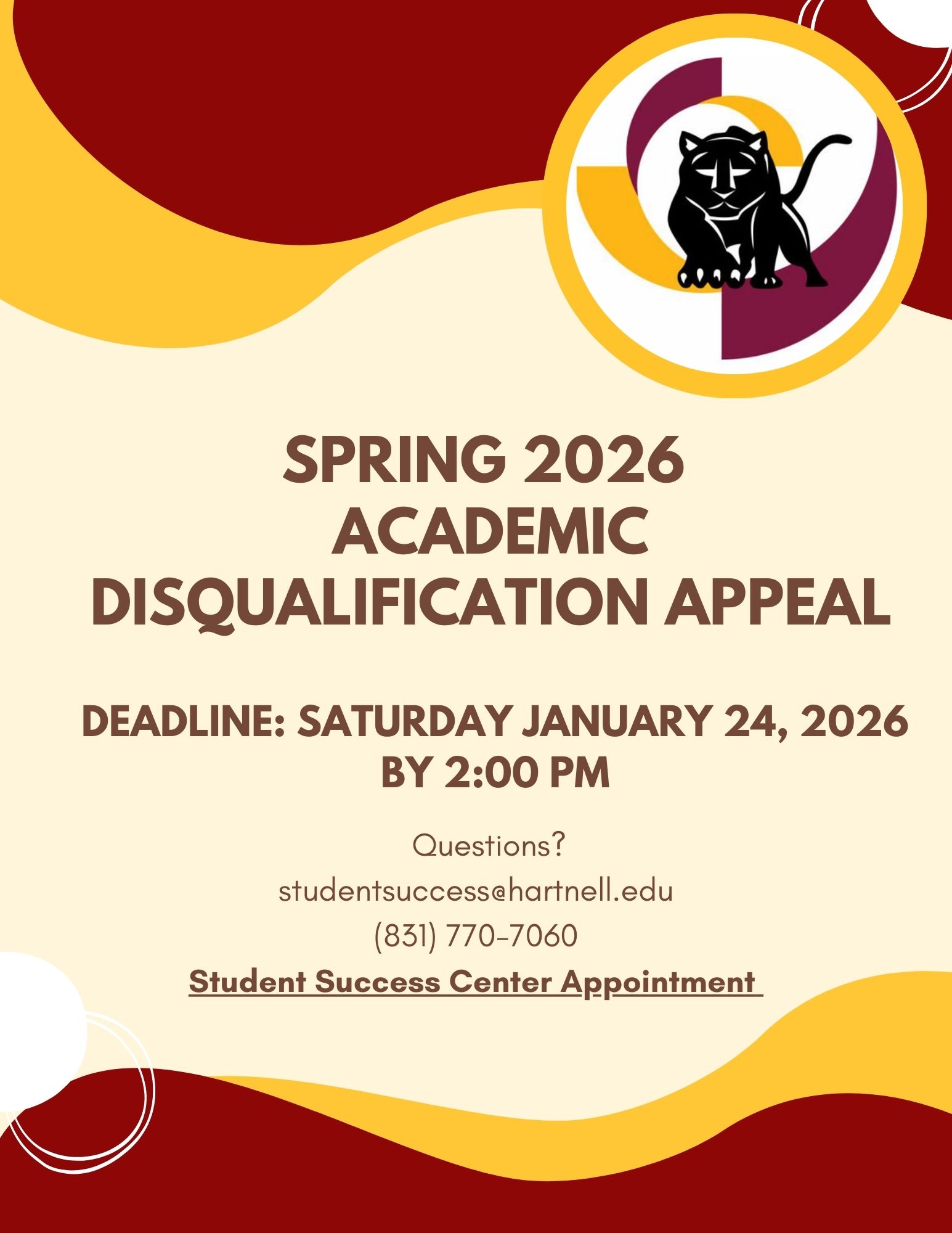 Spring 2026 Academic Disqualification Appeal Spring 2026 Academic Disqualification Appeal
