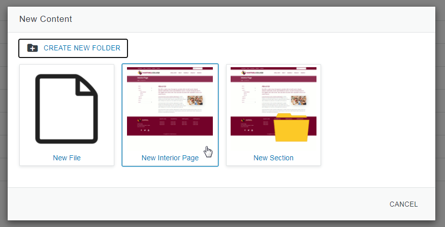 slide showing how to create a new internal page